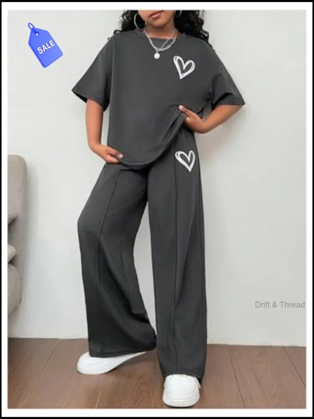 Kids 2-Piece Sweatsuit Set - Short Sleeve Tee & Pants, Girls Summer Outfit
